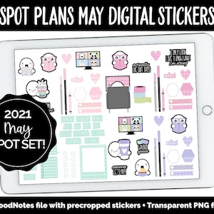 Spotplannen mei digitale stickers | GoodNotes, iPad en Android | Pastel, lente, regenboog, brutaal, volwassen worden, planning