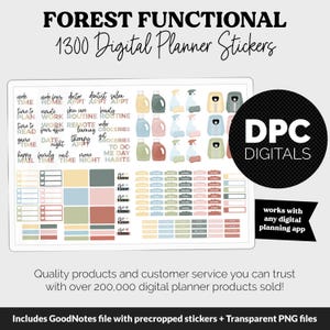 May include: A digital planner sticker set with 1300 stickers featuring a forest theme. The stickers are in various colors and shapes, including green, blue, pink, and brown. The stickers are designed for use with digital planners and include text such as "time", "work", "home", "date", "night", "mail", "family", "nail", "movie", "to do", "me day", "habits", "routine", "groceries", "therapy", "learning", "office", "remote", "skin care", "beauty", "doctor", "dentist", "salon", "tune to", "plan", "read", "game", "happy", "mail", "time", "time", "night", "appro", "family", "nail", "movie", "to do", "me day", "habits".