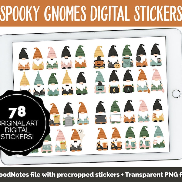 Spooky Gnomes Digital Stickers | GoodNotes & iPad | Halloween, Boho, Decor, Autumn, Fall