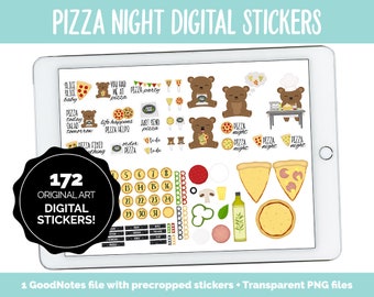 Pizza Night Digital Stickers | GoodNotes & iPad | Mood Tracker, Kawaii, Adulting, Food, Meals and More!