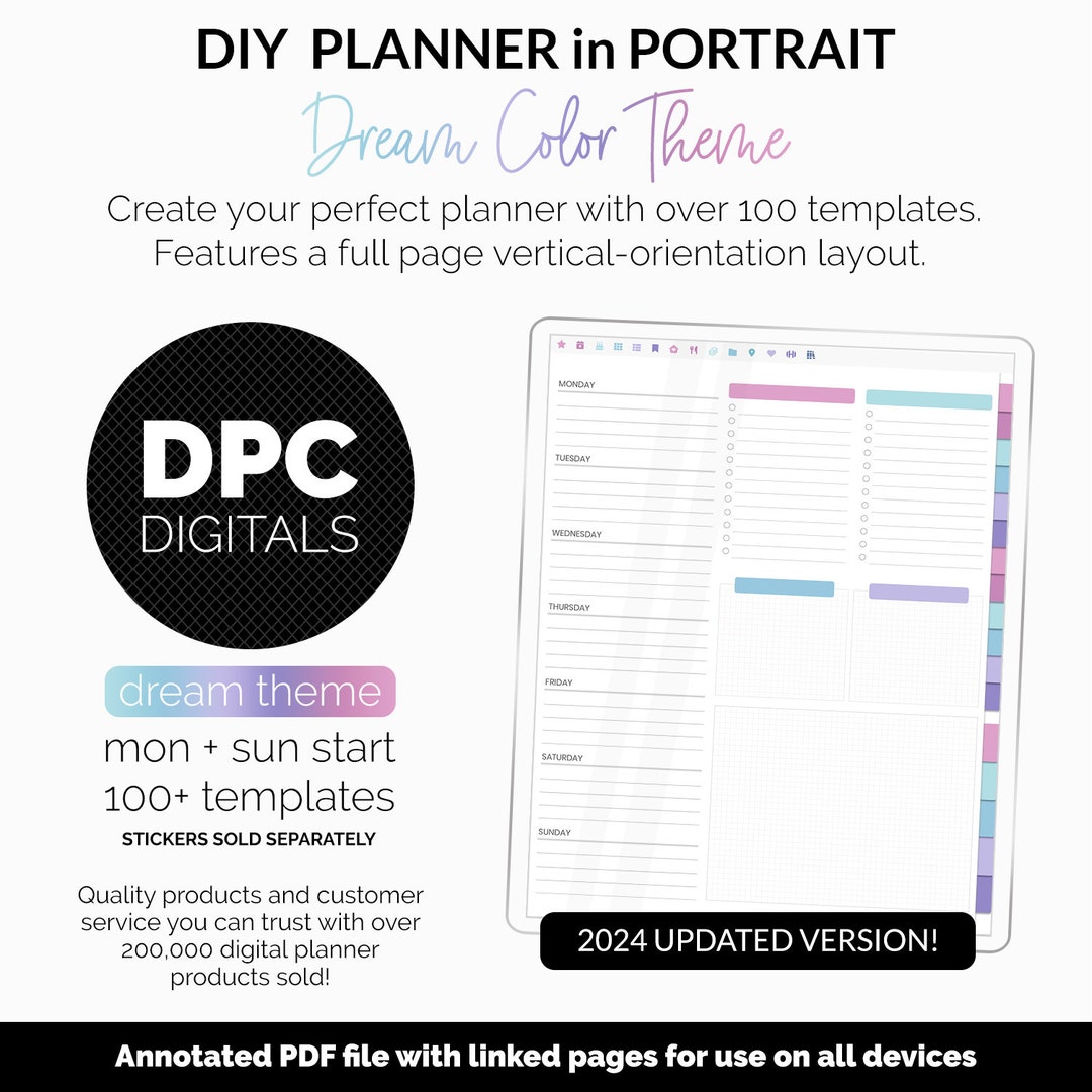 DIY Portrait Digital Planner Dream Theme Goodnotes, iPad & Android - Etsy
