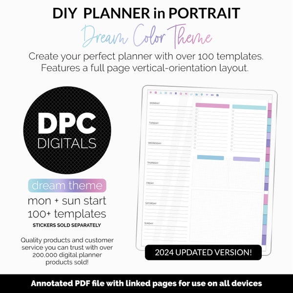 DIY Portrait Digital Planner | Dream Theme | Goodnotes, iPad & Android