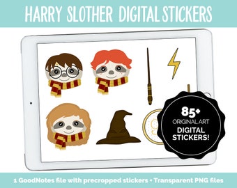 Harry Slother Digital Stickers | GoodNotes, iPad and Android | Sloths, Wizards, School of Magic