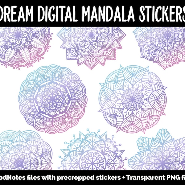 Dream Mandala Digital Planner Stickers | GoodNotes, iPad and Android | Gradient, Ombre, Coloring
