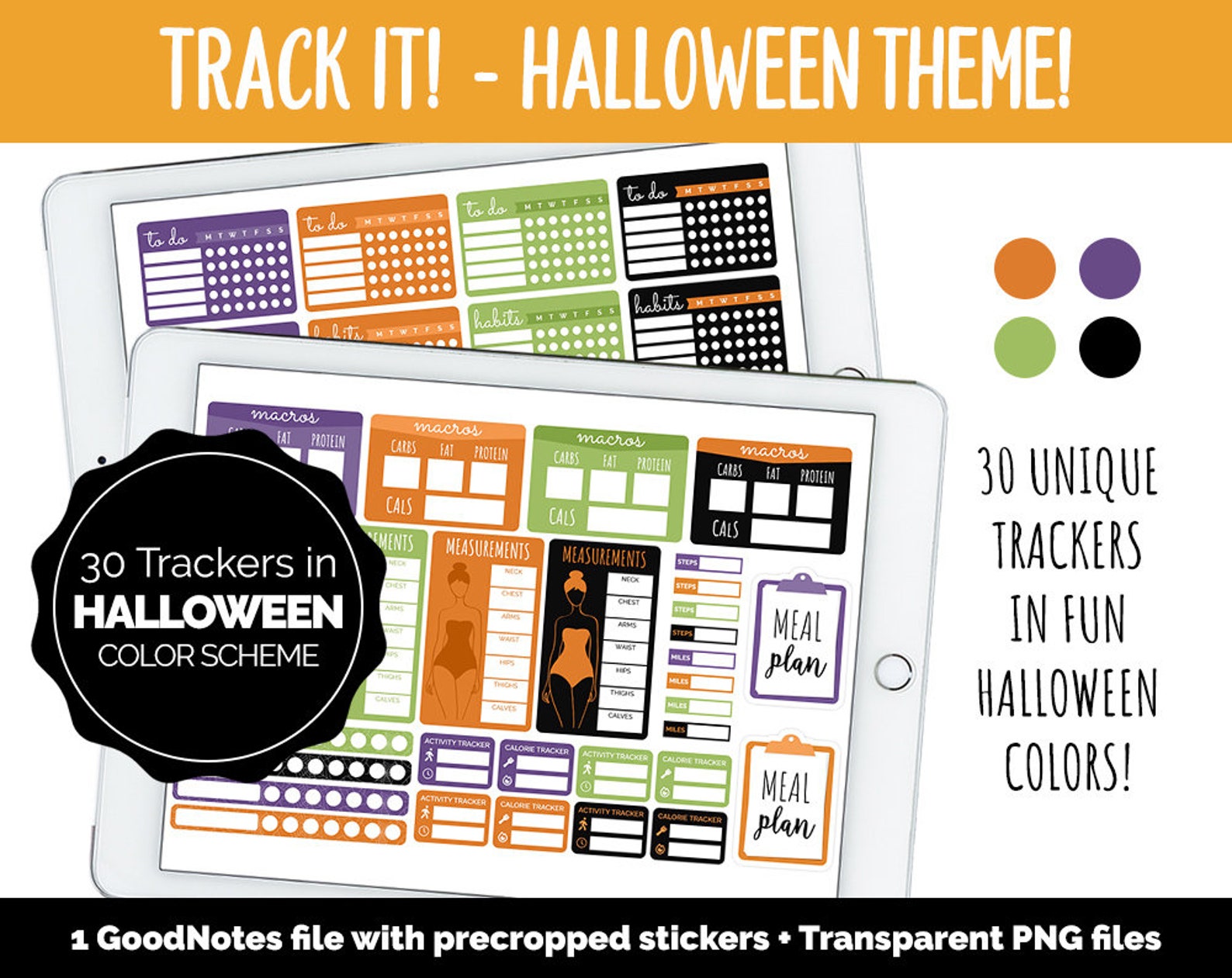 Halloween Tracker Digital Stickers Goodnotes Ipad and - Etsy