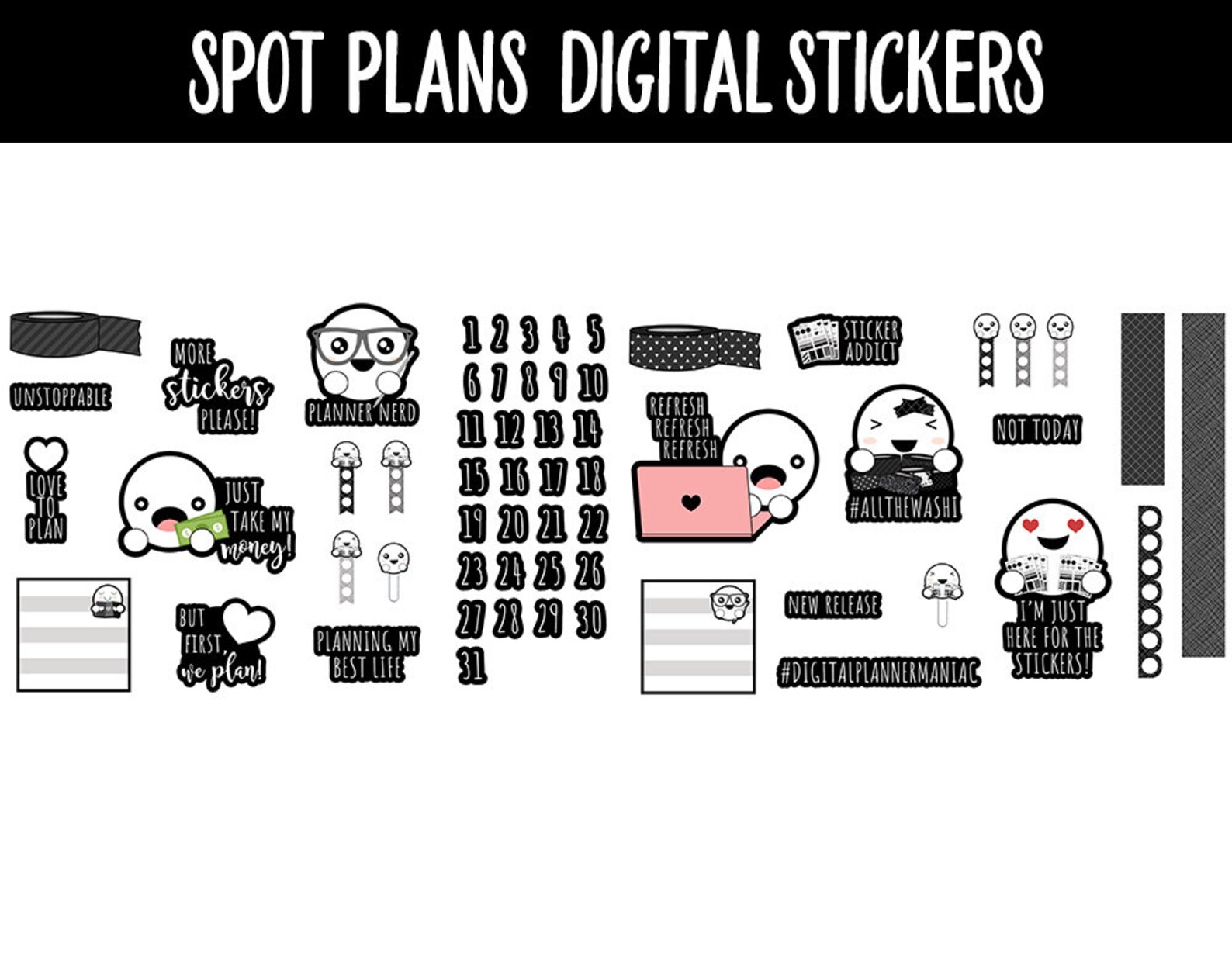 Digital Planning With Spot Stickers Goodnotes Ipad and Etsy