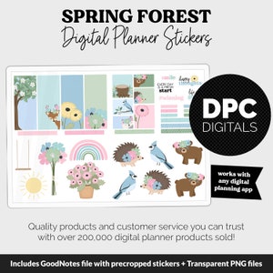 Spring Forest Digital Planner Stickers | GoodNotes, iPad and Android | Wildlife, Flowers, Nature, Outdoors