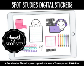 Digitale stickers Spot Studies | iPad en Android | Spot, washi, fineliners, kleurpotloden, terug naar school, kalender