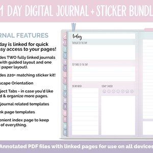 31 Day Digital Journal Sticker Bundle Amore Theme GoodNotes, iPad & Android image 2