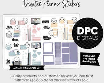 Spot Plans January Digital Stickers | iPad & Android | Glimmer Theme