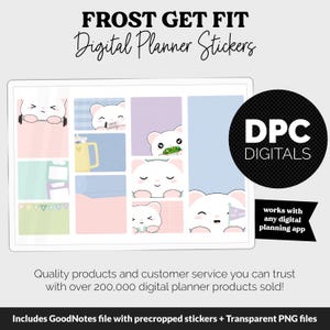 Digitala klistermärken med frostmotiv i Get Fit | GoodNotes och iPad | Fitness, hälsa, självvård, träning | Frosttema | Squishee
