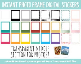 Instant Photo Frame Digital Stickers Pack | GoodNotes, iPad and Android | Memory Keeping, Scrapbooking, Journaling