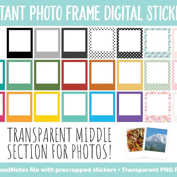 Instant Photo Frame Digital Stickers Pack | GoodNotes, iPad and Android | Memory Keeping, Scrapbooking, Journaling