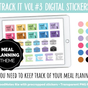 Track It Vol #3 Meal Planning Tracker Stickers | GoodNotes, iPad and Android | Menu Trackers, Food Log, Meal Prep