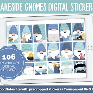 Lakeside Gnomes Digital Stickers | GoodNotes & iPad | Summer, Lake, Beach, Outdoor, Activities, Tasks