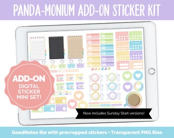 Panda-monium Add-On Digital Planner Stickers | iPad & Android | Pandas,Trackers, Meal Planning, Fitness