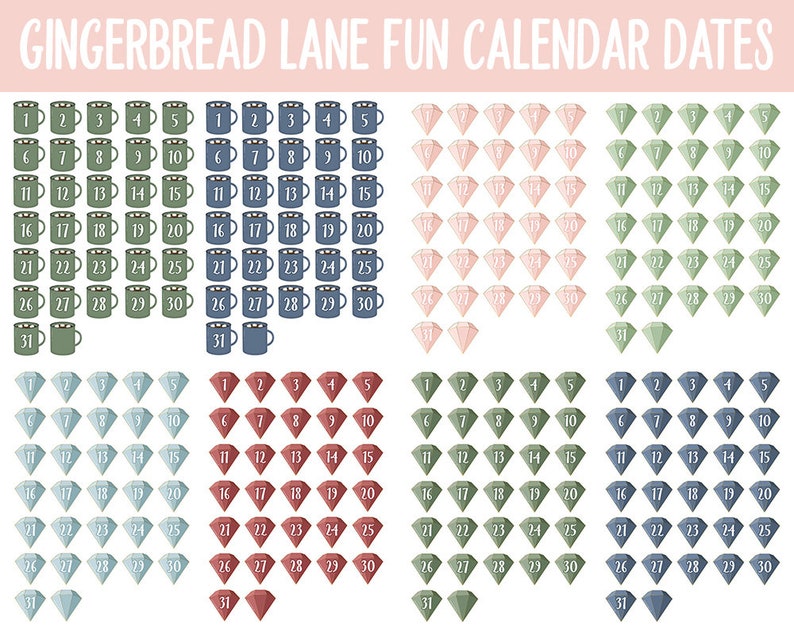 Gingerbread Lane Fun Calendar Date Digital Stickers GoodNotes, iPad and Android Festive image 5