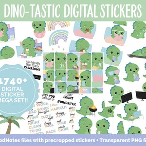 Dino-tastic Digital Sticker Mega Bundle | GoodNotes & iPad | June, Dinosaurs, Kawaii, Activities, Goals, Tasks