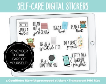 Self-Care Digital Stickers | GoodNotes & iPad | Mental Health, Adulting, Chores and More!