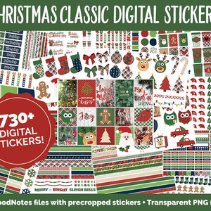 Christmas Holiday Classic Mega Digital Sticker Bundle | GoodNotes & iPad | Winter, Calendar Dates, Sticky Notes, Washi, Trackers and More!