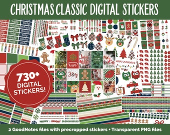 Weihnachten Urlaub Classic Mega Digital Sticker Bundle | GoodNotes & iPad | Winter, Kalenderdaten, Haftnotizen, Washi, Tracker und mehr!