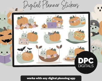 Sally die Schnecke – Digitale Planer-Sticker für den Herbst | iPad & Android | Verliebt in eine Hexe-Theme