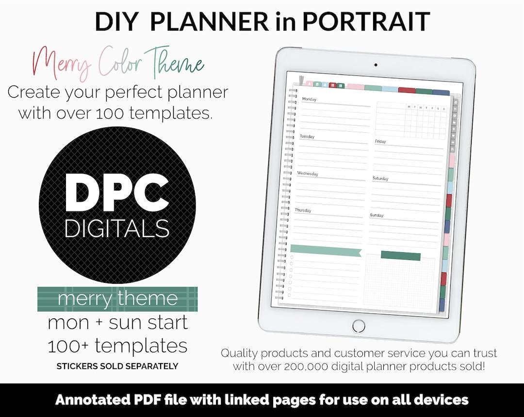 DIY Portrait Digital Planner Merry Theme Goodnotes iPad & - Etsy