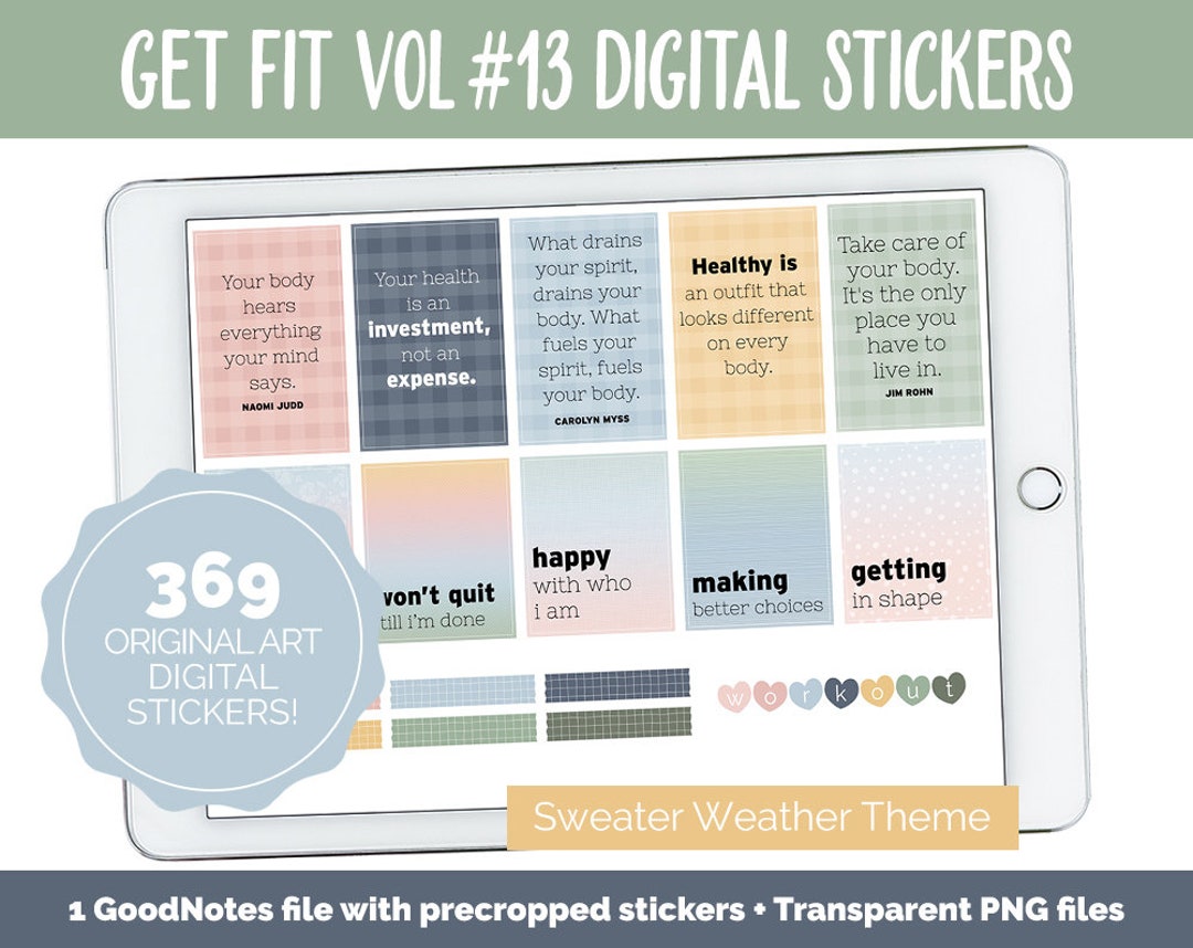 Get Fit Sticker Get Fit Vol #13 Digital Stickers | Goodnotes & iPad | Fitness, Health ...