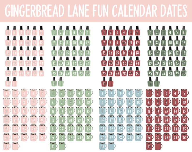Gingerbread Lane Fun Calendar Date Digital Stickers GoodNotes, iPad and Android Festive image 4