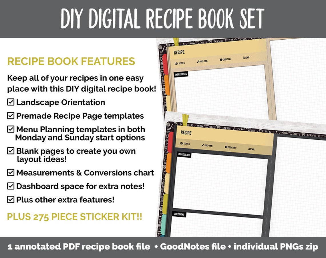 DIY Digital Recipe Book + Sticker Set | Goodnotes, iPad & Android ...