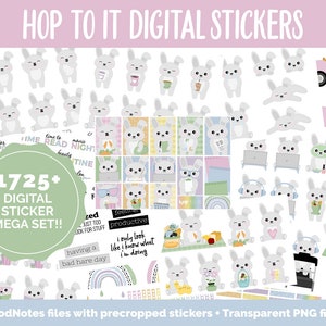 Hop to It Digital Sticker Mega Bundle | GoodNotes & iPad | April, Rabbit, Bunny, Easter, Goals, Activities, Travel, Adulting, Tasks
