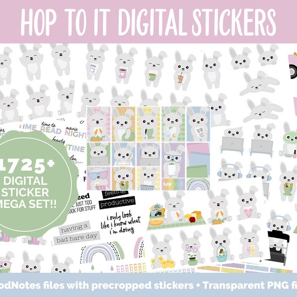 Hop to It Digitale Aufkleber Mega Bundle | iPad & Android | Fröhliches Motiv