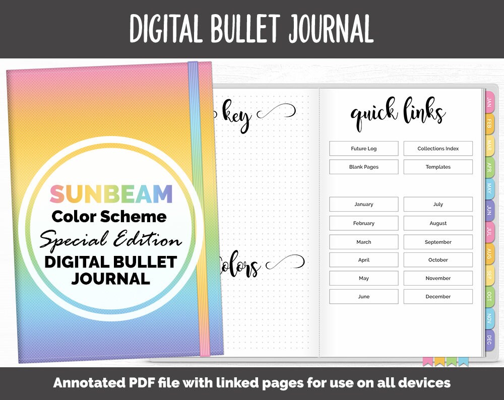 Digital Bullet Journal | Dot Grid | Sunbeam Theme | Goodnotes, iPad &…