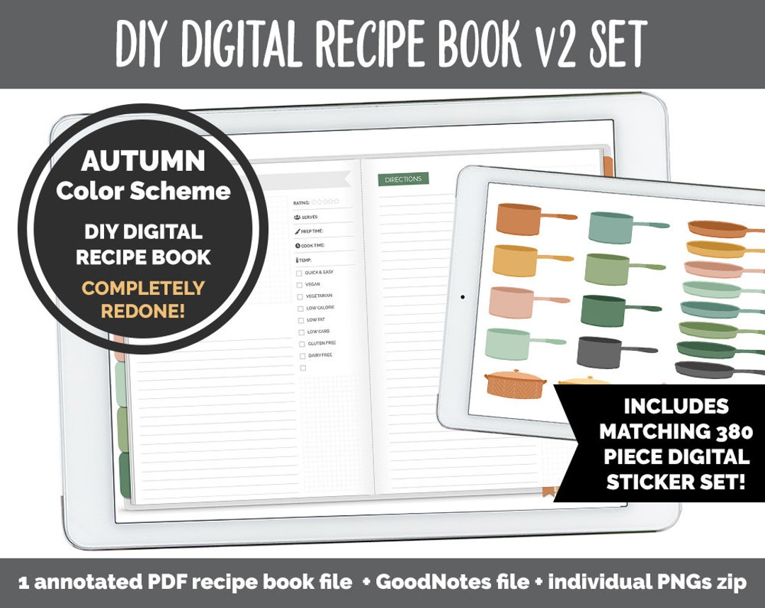 UPDATED DIY Digital Recipe Book V2 Sticker Set Goodnotes - Etsy