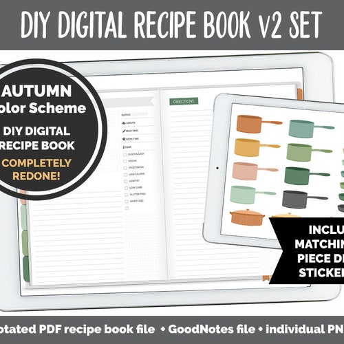 DIY Digital Recipe Book Goodnotes Ipad & Android Recipes Etsy