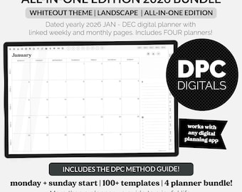 BUNDLE! 2026 Dated Joyful Life All-In-One Digital Planner | Whiteout | iPad & Android | Landscape