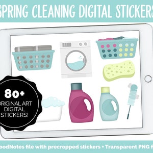 Spring Cleaning Digital Stickers | GoodNotes, iPad and Android | Chores, Tasks, Clean, Tidy, Organize, Spring Clean