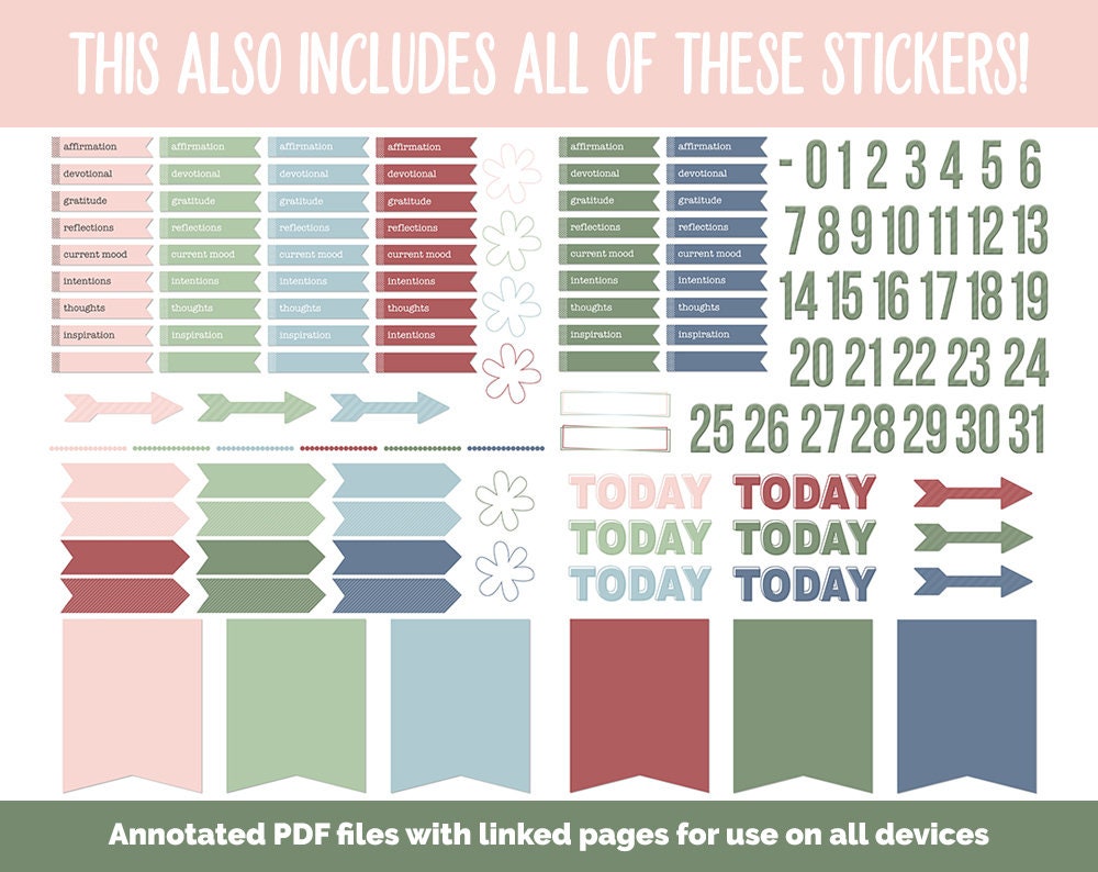 31 Day Digital Journal Sticker Bundle Festive Theme Etsy