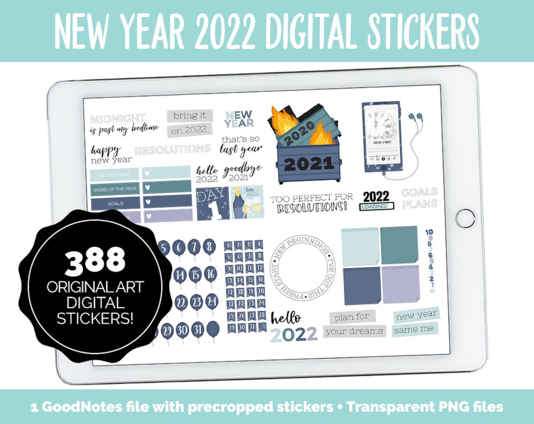 New Year 2022 Digital Planner Stickers | iPad & Android - Etsy
