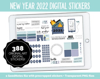 New Year 2022 Digital Planner Stickers | iPad & Android