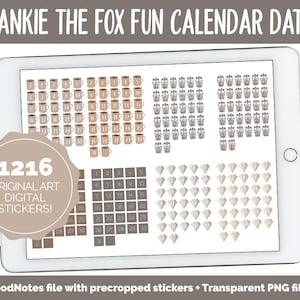 Frankie the Fox Fun Calendar Date Digital Stickers | GoodNotes, iPad and Android