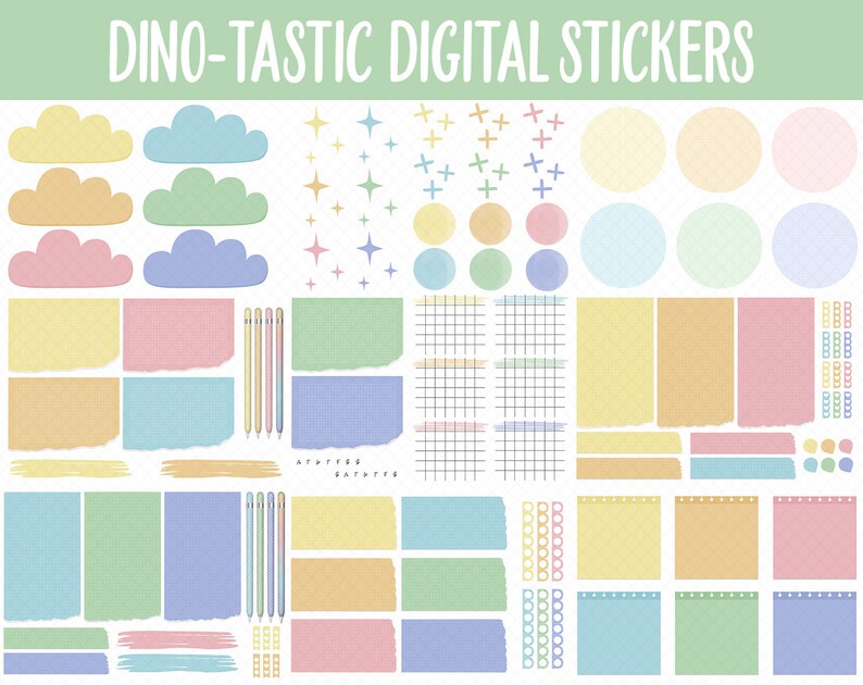 Dino-tastic Digital Sticker Mega Bundle | GoodNotes & iPad | June, Dinosaurs, Kawaii, Activities, Goals, Tasks image 6
