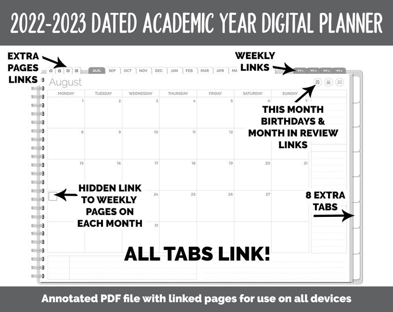 20222023 Academic Year Dated Landscape Digital Planner Etsy
