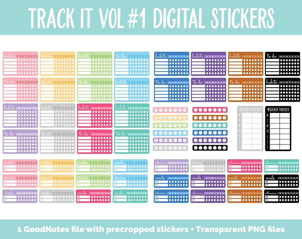 Track It Vol #1 Digital Tracker Stickers | iPad & Android - Etsy