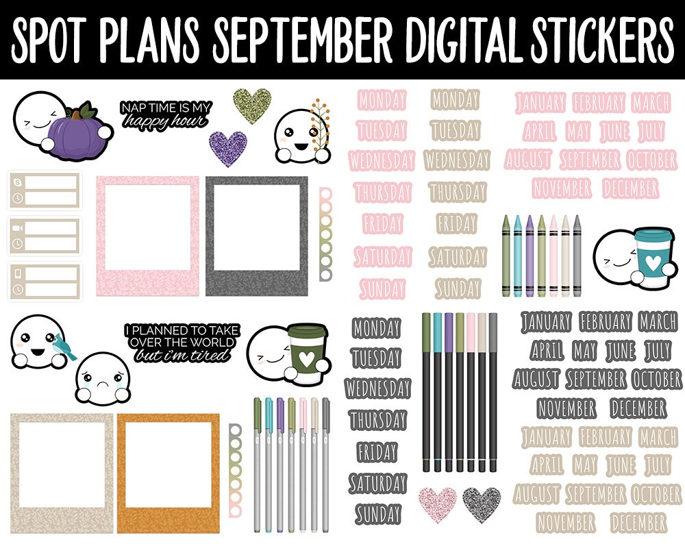 Spot Plans September Digital Stickers Goodnotes Ipad and - Etsy