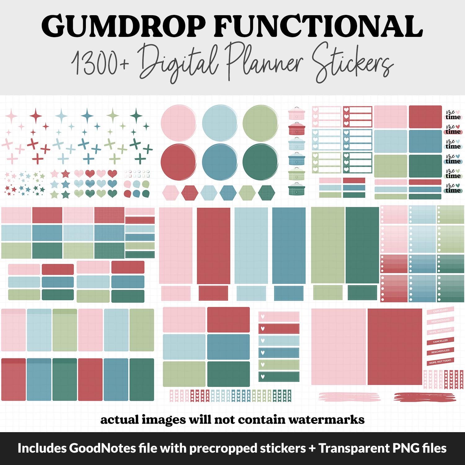 Gumdrop Functional Digital Sticker Set | iPad & Android | Gumdrop Theme ...
