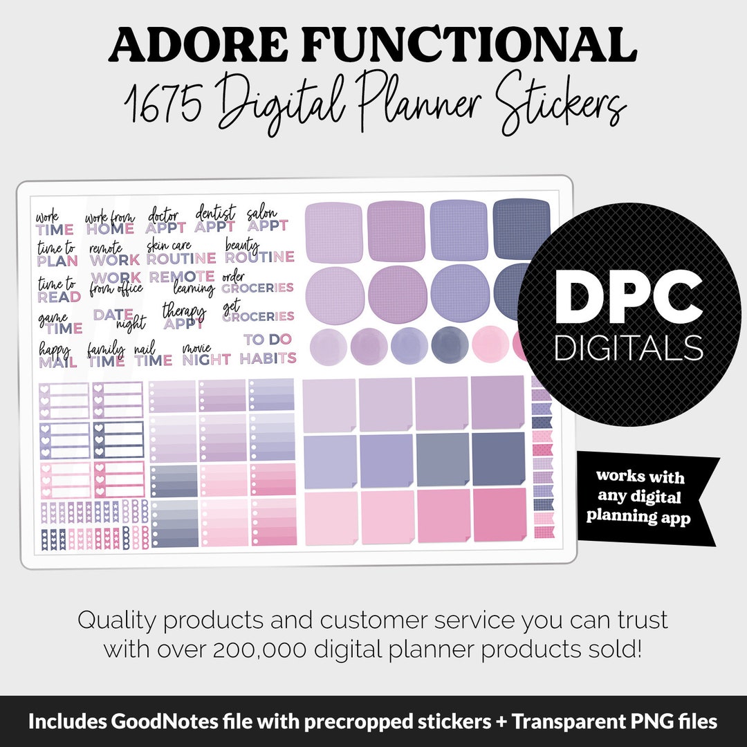Adore Stickers Adore Theme Functional Digital Sticker Set | iPad & Android - Etsy