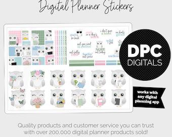 Odette the Owl Digital Planner Stickers | GoodNotes, iPad and Android | April, Spring, Kawaii, Activities