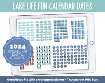 Lake Life Fun Calendar Date Digital Stickers | iPad & Android