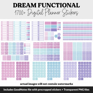 Dream Functional Digital Sticker Set GoodNotes, iPad & Android Papers, Sticky Notes, Chores, Work, Adulting, Tasks, Dates zdjęcie 6